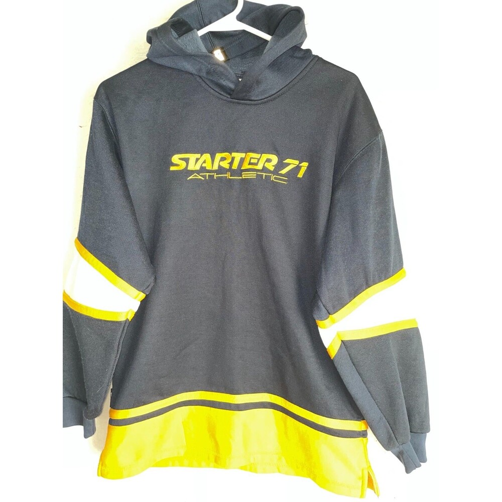 Youth XL STARTER 71 ATHLETICS POLYESTER HOODIE Blue Yellow BOYS SIZE 18 VTG